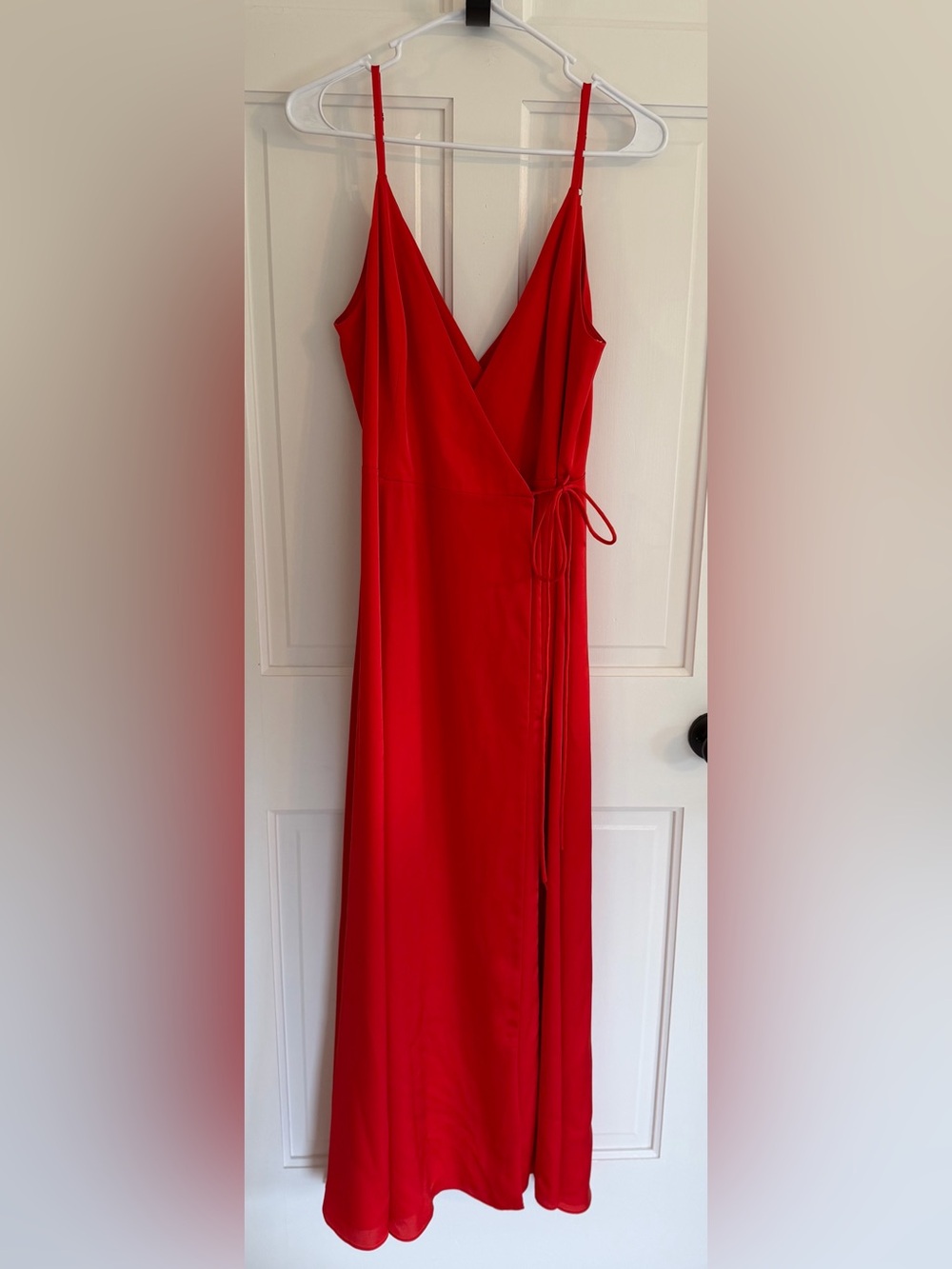 Free People x Fame & Partners Dea Red Satin Wrap Maxi Dress Size 8